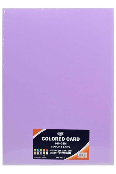 Generic FIS Colored Cards - Taro Color, A4 Size, 100 Sheets, 160 GSM