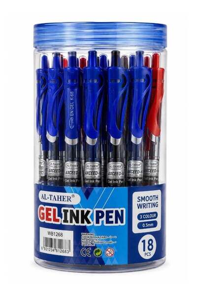 Generic Al Taher 3 Colour Gel Ink Pen- 18pcs