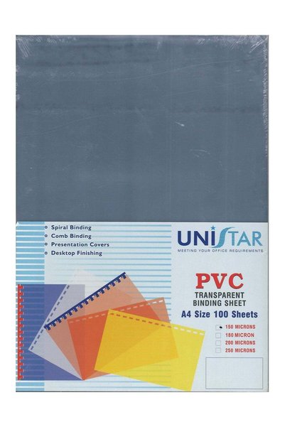 Generic 100-Piece A4 Size Clear PVC Binding Sheet 150 Micron Thickness