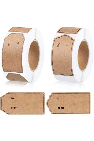 Generic 600 Pcs Natural Brown Kraft to and from Gift Tag Stickers, Adhesive G...