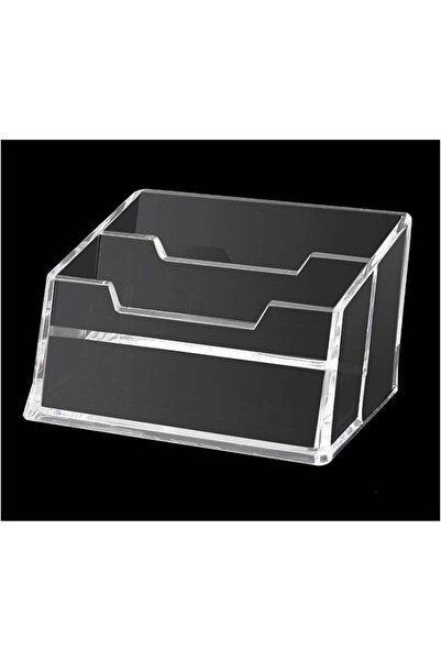 Generic ARS® Clear Plastic Business Card Holder Stand – 2 Slot Acrylic Horizo...