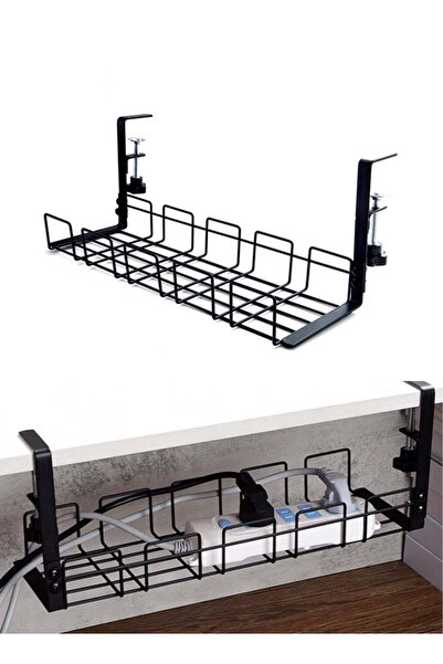 Generic Under Desk Cable Management, Metal Under Desk Table Rack Tray with Cl...