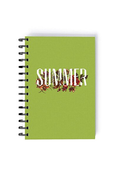 Generic Spiral A5 Notebook Typography Bold and Floral Summer Green