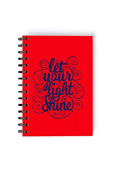 Generic Let Your Light Shine Quote Rectangle Spiral A5 Notebook Red/Blue