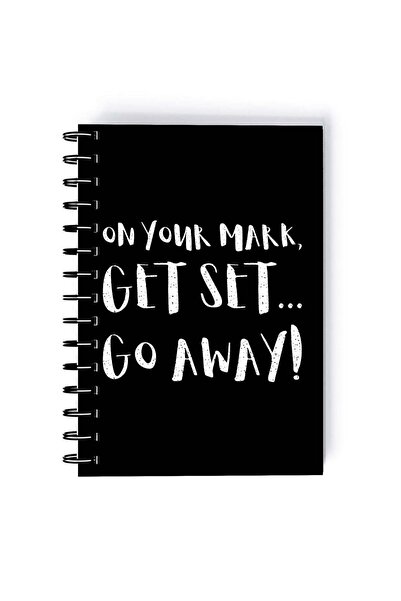 Generic Spiral A5 Notebook Sarcastic Motivational Quote Get Set Go Away Black...