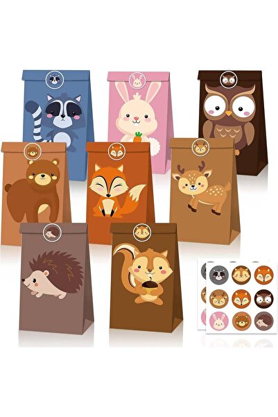 Generic 24 Pack Animal Goodie Bags for Kids Paper Bags with Stickers Goodie C...