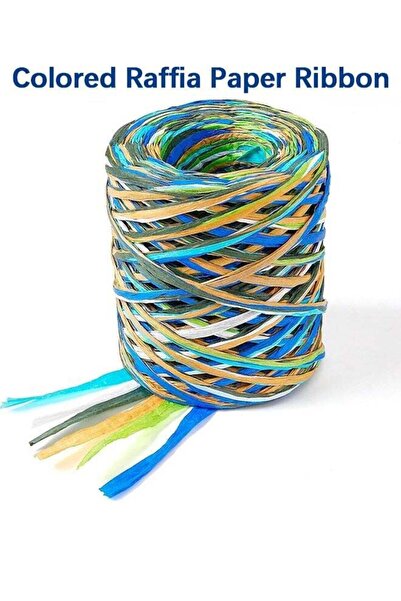 Generic Colored Raffia Paper Ribbon, 262 Feet Packing Paper String 6 Colored ...
