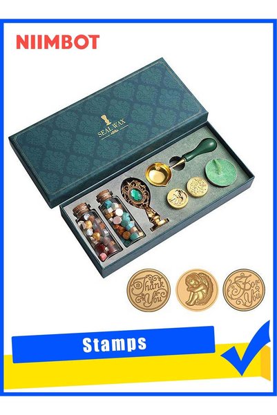 Generic 90 Pcs Wax Seal Stamp Kit with Gift Box, Vintage Brass Stamp Heads an...