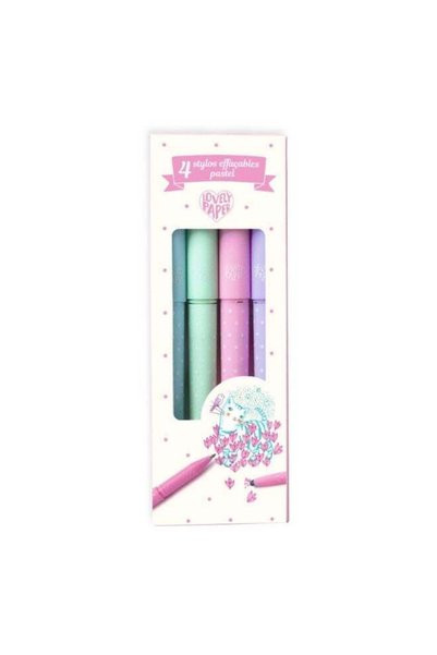 Generic 4 Pastel Erasable Pens With Clip Caps & Erasers