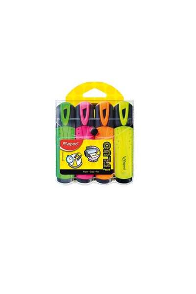 Generic Maped Fluo Peps Classic Highlighters, Assorted Colors, Pack of 4 (742...
