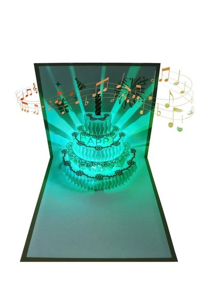 Generic 3D Changeable Colors Light Music Birthday Cards Pop up Warming LED Co...