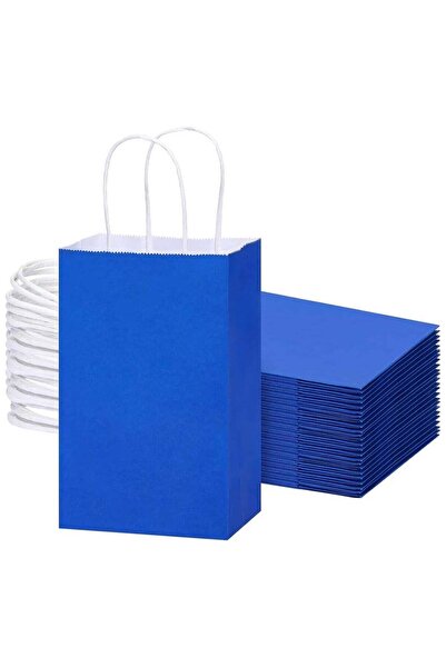Generic [Pack of 24] Kraft Paper Bag (Blue, 22 x 16 x 8 cm)