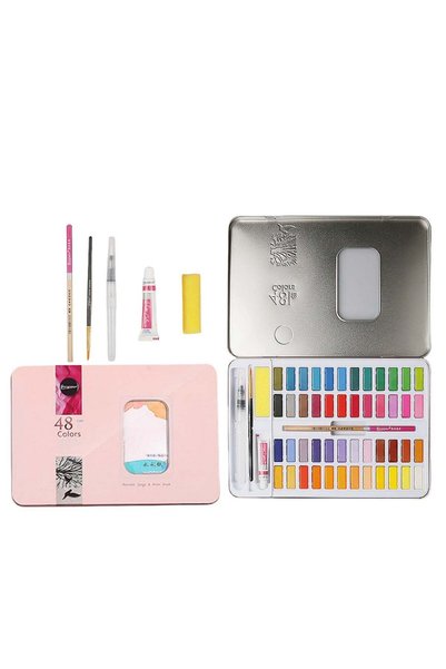 Generic 48 Colors Solid Watercolor Paint Set Art Supplies Fountain Pen 7 Piec...