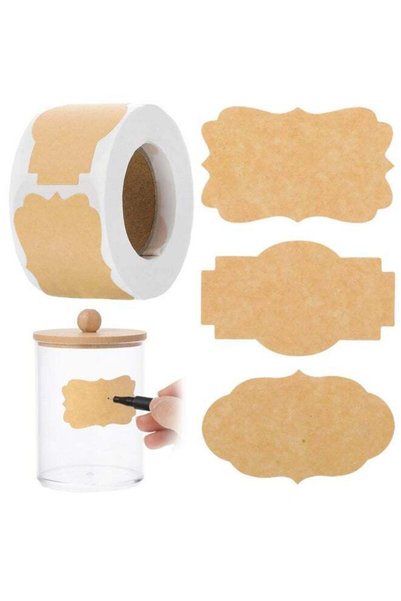 Generic 250 PCS Jam Jar Labels Self Adhesive, Natural Kraft Paper Label Stick...