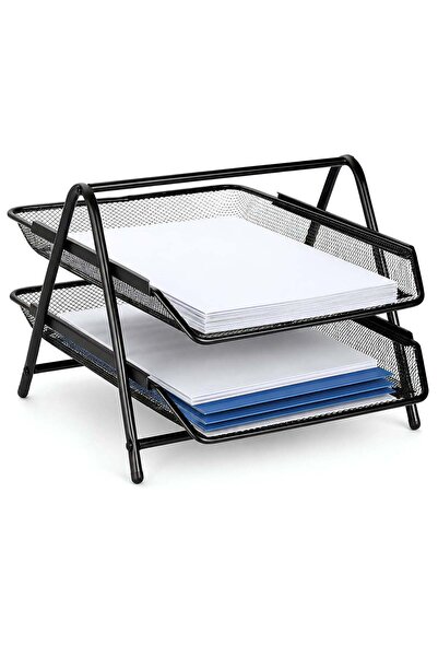 Generic 2-Tier A4 Paper Tray Desk Organizer, Metal Mesh Letter & Document Fil...