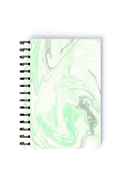 Generic Spiral A5 Notebook Marble Pattern Elegant Design Green White Aesthetics