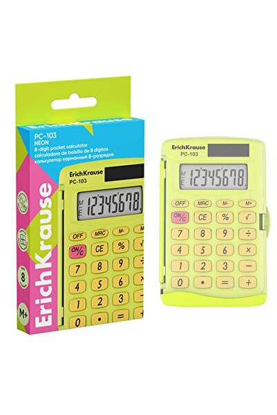 Generic 8-Digit Pocket Size Calculator With Plastic Cover Yellow Body