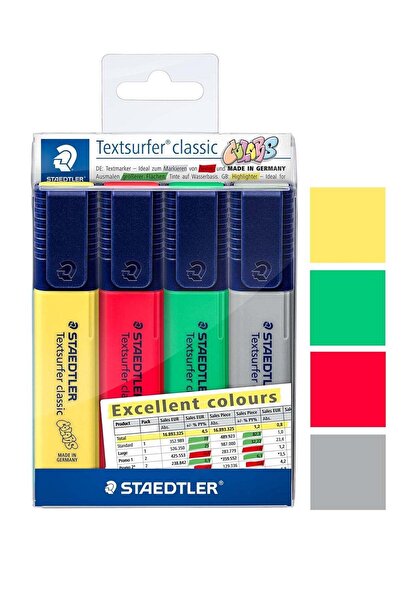 Generic 4-Piece Textsurfer Highlighter Chisel Tip Excellent Colours