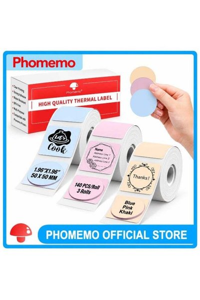 Generic Phomemo Khaki Direct Thermal Labels, 1.96" x 1.96" (50mm x 50mm), 140...