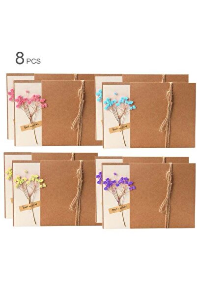 Generic 8 Pack 7"x5" Dried Flowers Greeting Cards, Babysbreath Handmade Blank...