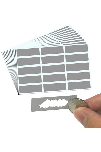 Generic 150PCS(10Sheets) Scratch Off Stickers Labels - Rectangle, Gray, 48mm ...