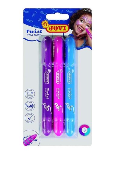 Generic 3-Piece Twist Face Paint Pen Set Pink/Blue/Purple