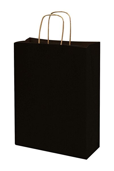 Generic Black Paper bags with handles 33 x 26 x 12 cm Large Kraft Gift bags f...