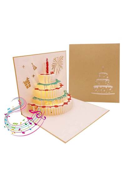 Generic 1PCS Music Birthday Card 3D Pop Up Musical Greeting Card for Kids Bab...