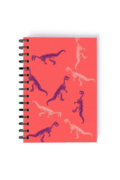 Generic Spiral A5 Notebook Pattern Dinosaur Pink Aesthetics