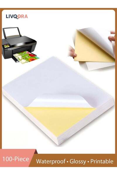 Generic 100 Sheets A4 Sticker Paper Waterproof Glossy Self Adhesive Label Pap...