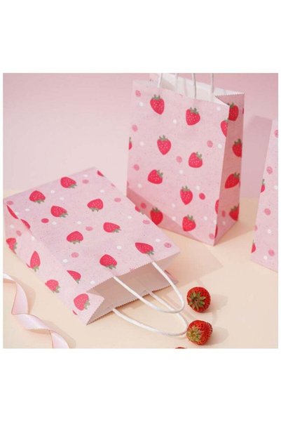 Generic 10 Pack Gift Bags with Strawberry, 15x8x21 cm, Ideal for Mother's Day...