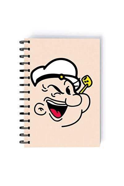 Generic Popeye Eating Spinach Printed Spiral A5 Notebook Yellow/Black/Green