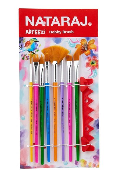 Generic Nataraj Arteezi Hobby Brush Set – Assorted Shapes, 8 Pieces – For Pai...