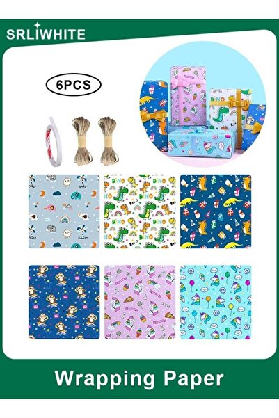 Generic 6PCS Animal Pattern Gift Wrapping Paper Set, Multi-Color Decorative W...