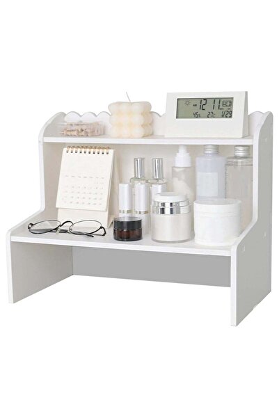 Generic Wooden Desk Organizer 2-Tier Desktop Storage Shelf for Office Supplies