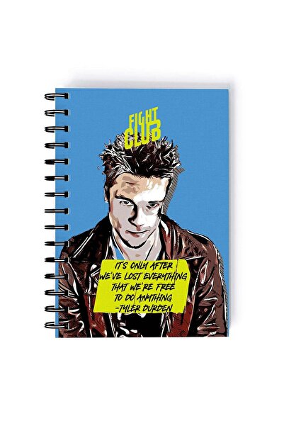 Generic Brad Pitt From Fight Club Printed Spiral A5 Notebook Blue/White/Brown