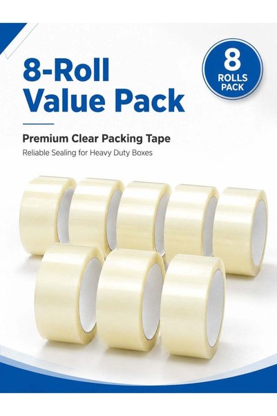 Generic 8 Rolls Clear Packing Tape,Strong Heavy Duty Packaging Tape for Seali...