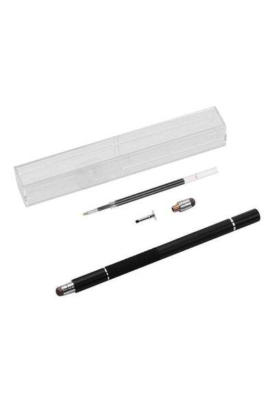 Generic 3 In 1 Touchscreen Precision Stylus Pen With Disc And Fiber Tip Black