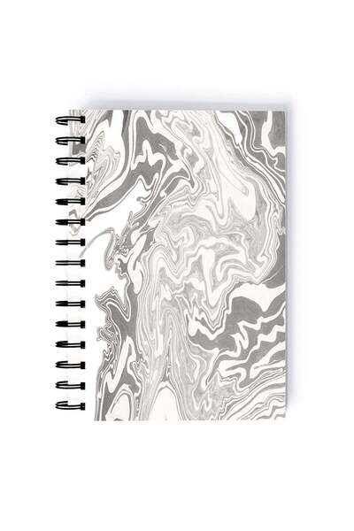 Generic Spiral A5 Notebook Marble Pattern Elegant Design Grey Black Aesthetics