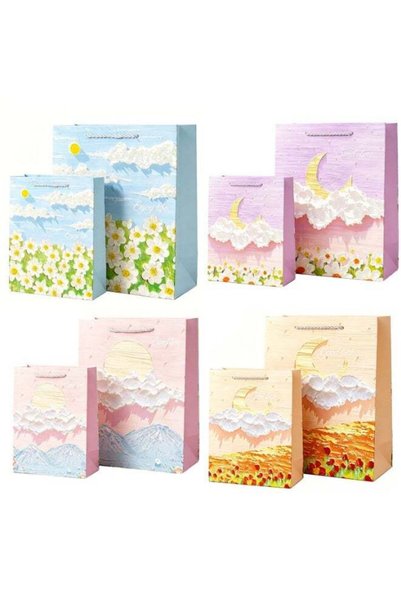 Generic 8 PCS Art Painting Gift Bags Set, 4 Colors with 2 Sizes (Medium 20×10...