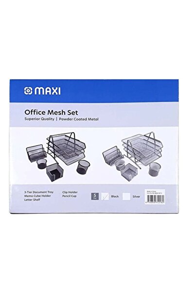 Generic Maxi 5-Piece Metal Mesh Executive Desk Organizer Silver Color