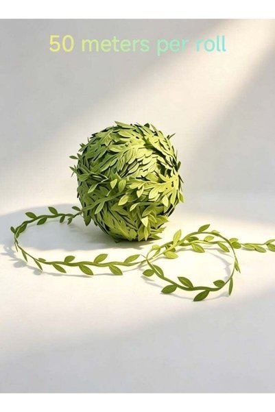Generic 50M Artificial Green Leaf Ribbon Garland Faux Vine Leaf Decorative Ta...