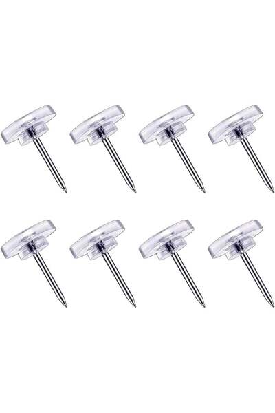 Generic 120 Count Clear Push Pins, Minimalist Style, Plastic & Alloy Steel, T...