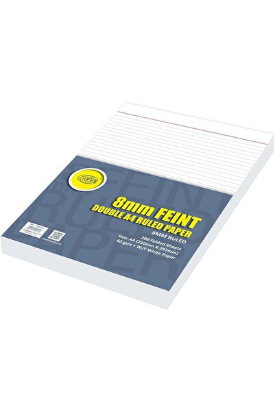 Generic FIS Folded 8 mm Feint Ruled Paper, 200 Folded Sheets, A4 Size