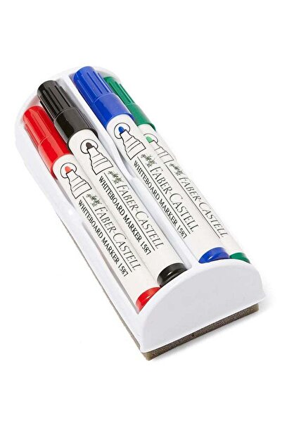 Generic White Board Marker With Duster Cleaner 4 Pieces Multicolour
