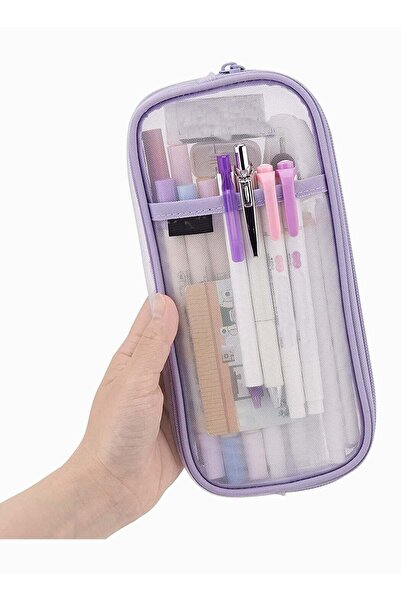Generic Multi Purpose Clear Mesh Zipper Bag for School and Travel Ideal for P...