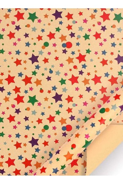 Generic Birthday Star Printed Kraft Wrapping Paper - 6pcs