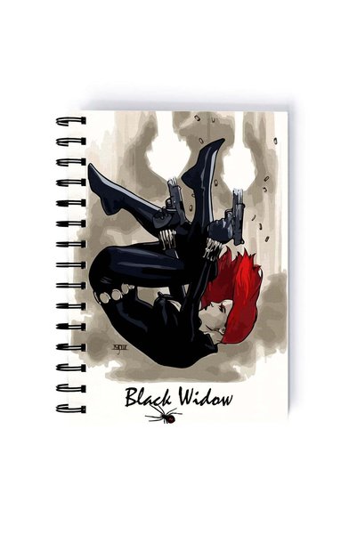 Generic Spiral A5 Notebook Black Widow Avengers Falling from Sky Natasha Roma...