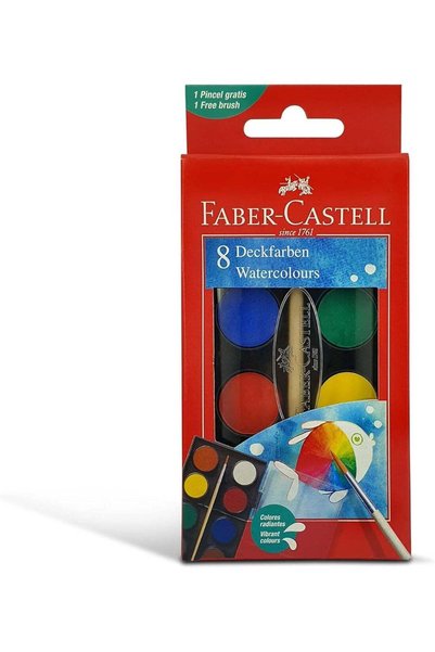 Generic FABER-CASTELL WATERCOLORS 8 COLOR 24MM WITH BRUSH