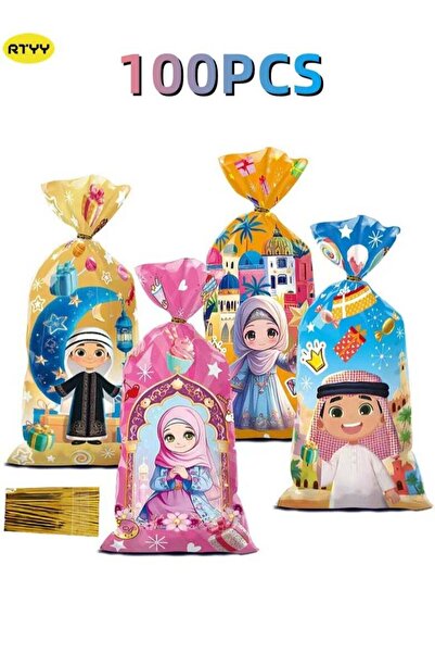 Generic 100 Pcs Cellophane Treat Bags, Cartoon Characters Printed Pattern Can...